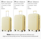 mixi 20 Inch Carry On Luggage PC Hardside Suitcases - Image 6