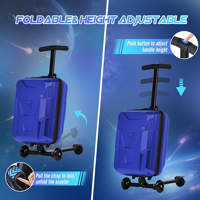 smilesun Scooter Suitcase for Kids & Adults, Foldable Carry On Travel Luggage - Image 5