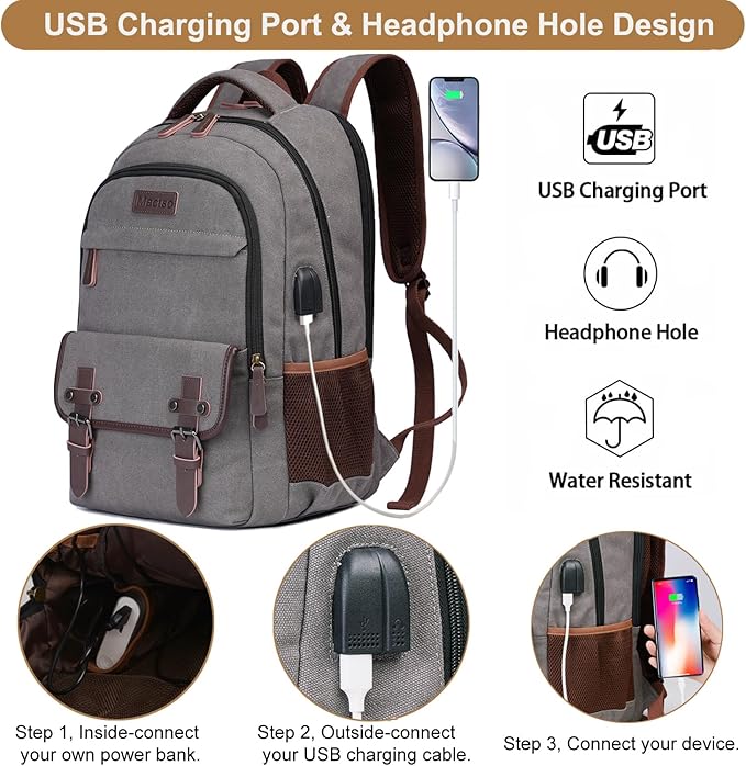 Mactso Canvas Travel Laptop Backpack - Image 2