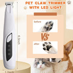 Professional Dog & Cat Trimmer - Quiet Electric Pet Grooming Kit for Ears/Eyes/Paws with LED Light - Cordless Battery-Powered Fur & Nail Clipper for Small/Large Breeds(White)