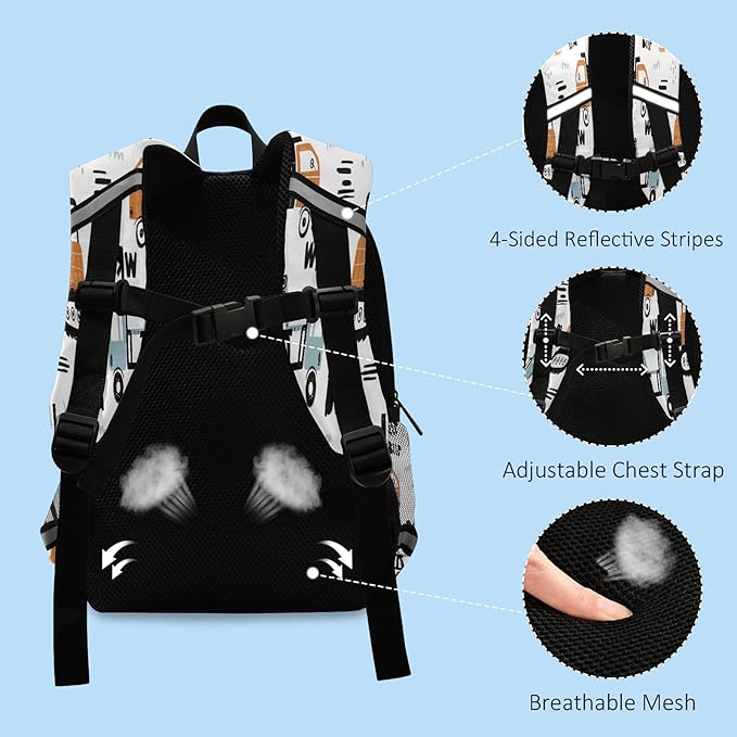 Transport Truck Excavator Toddler Backpack Boys Girls Kids Preschool Bookbag - Image 4
