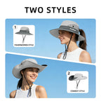 Ponytail Sun Bucket Hats for Women UV Protection Foldable Wide Brim (1 Pack-light Grey)