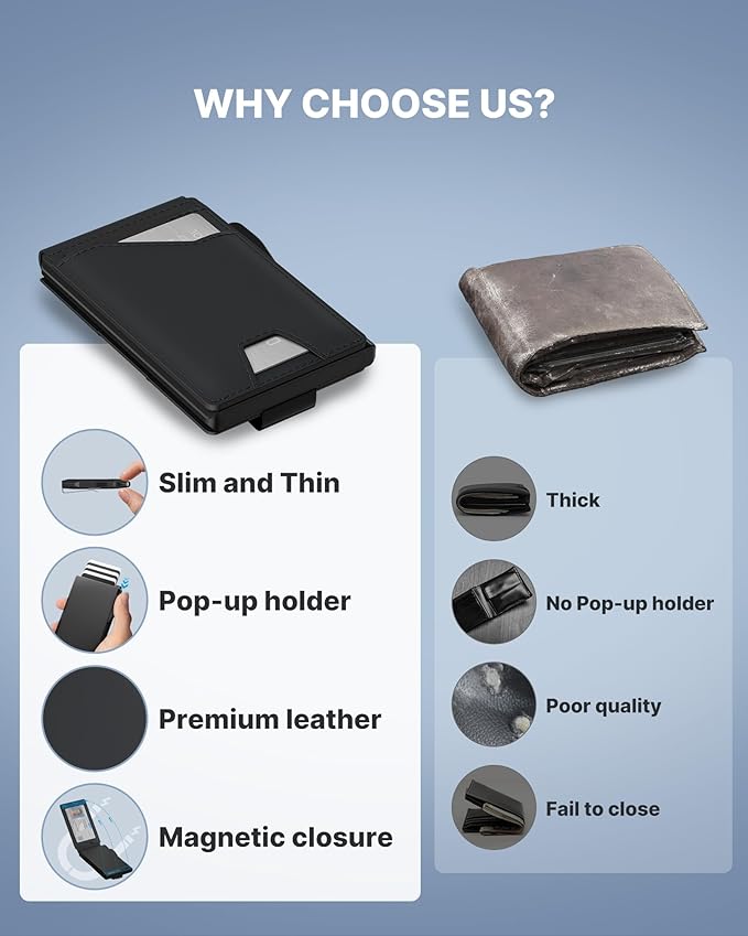 typecase Tactical Wallet for Men Card Holder: Pop Up Card Case, Genuine Leather - Image 9