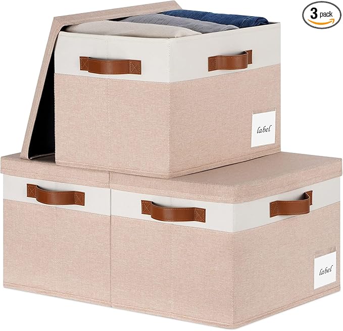 Extra Large Storage Bins with Lids, Foldable Fabric Storage Baskets with Lids by PFFVRP