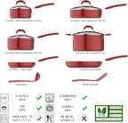 Amazon Basics Aluminum NS 12pc Red cookware set, 12 piece - Image 2