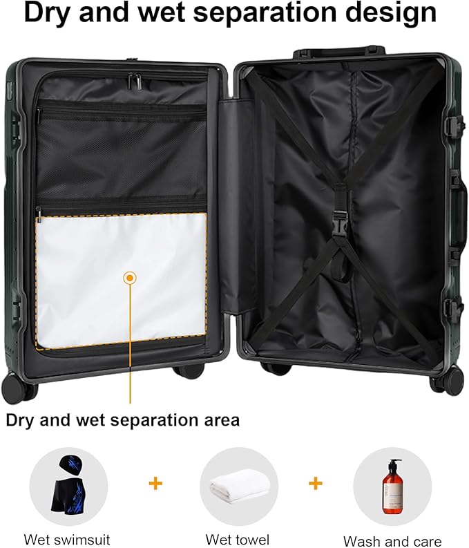 2-Piece Hardshell Zipperless Luggage Set, 20/26" Aluminum Frame Hardshell - Image 4