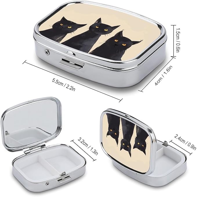 Metal 2 Compartment Pill Organizer Travel Friendly Portable Compact Pill Box - Image 2