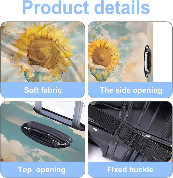 Sunflower Luggage Cover Washable Suitcase Protector Anti-Scratch, Stretchable - Image 3