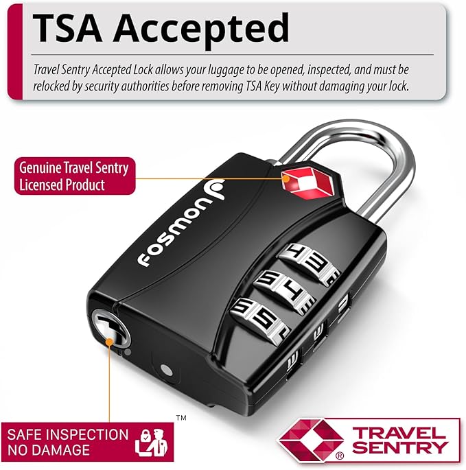 TSA Accepted Luggage Locks, Fosmon Open Alert Indicator 3 Digit Combination - Image 2