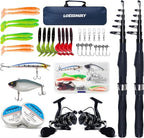 Fishing Rod Reel Combos, Telescopic Fishing Pole Set Sea Saltwater Freshwater by LOEIBMIRY