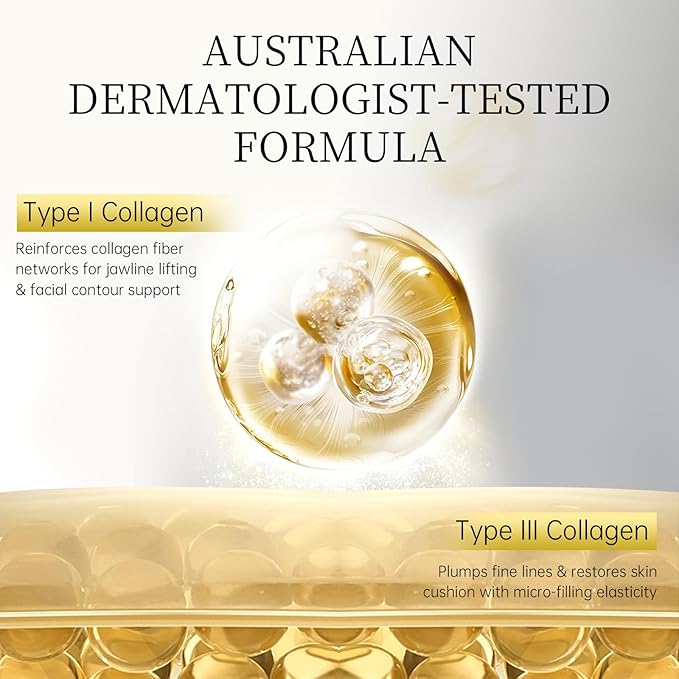 60 Day Type I & III Collagen Face Serums,Anti-Aging Wrinkle,Daily Line Smoothing Skin Care Treatment for Fine Lines, Post-Acne Scars | 3% Squalane + jojoba oil, 60 Individual Capsules