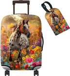 Luggage Cover Suitcase Protector + Tag, Spotted Horse Garden Travel Suitcase by BWEGRHE