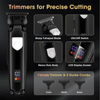 Professional Hair Clippers for Men, Cordless Hair Clippers T-Blade Trimmer Nose Hair Trimmer Electric Shaver Set, Haircut Grooming Kit with LED Display, for Barber, Ideal Gift for Him