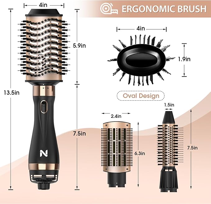 Hair Dryer Brush Blow Dryer Brush in One Hot Air Brush for Drying and Straightening, Volumizer Multi-Styler Smooth Curls for All Hair Types, Frizz-Free Blowout Brush for Salon Quality