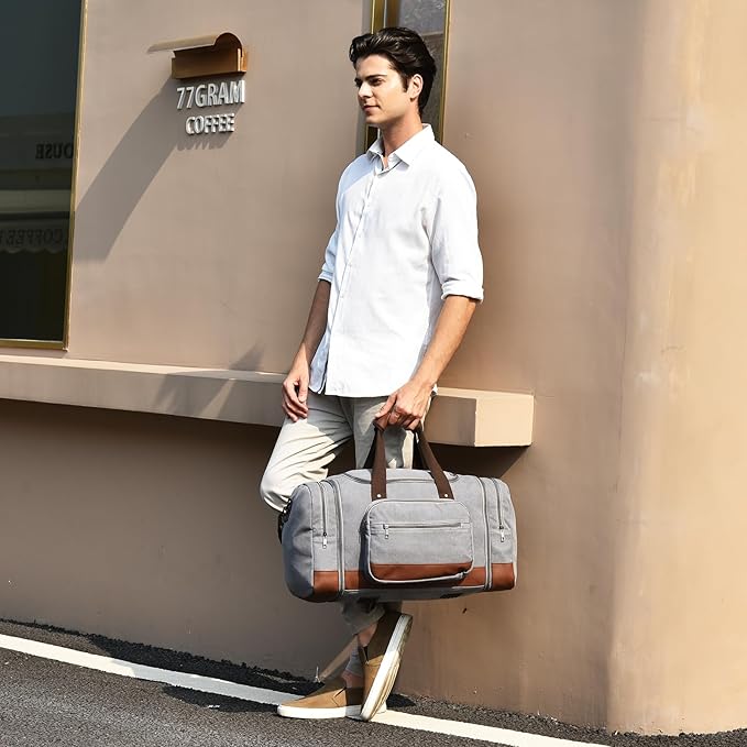 Litvyak Duffle Bag for Travel, Large 60L Canvas Travel Duffel Bags Overnight - Image 7