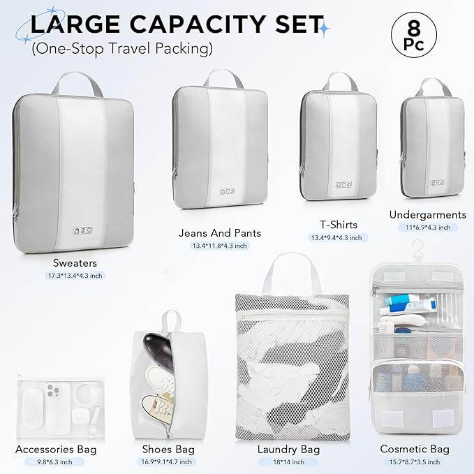 8 Set Compression Packing Cubes - Image 2