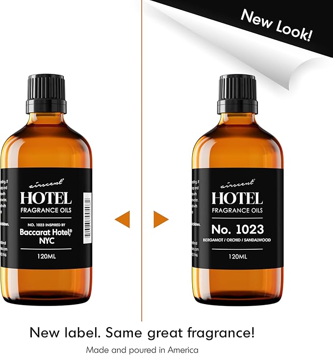 AirScent Hotel Diffuser Oil No. 1023 Inspired by The Baccarat Hotel Scent - Love Affair Fragrance Oil for Ultrasonic and Waterless Diffusers and Crafting - 30 mL, 1 fl oz Glass Bottle with Dropper