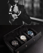 MR.OKAY 3 Watch Travel Case- Classic Leather Watch Case - Image 4