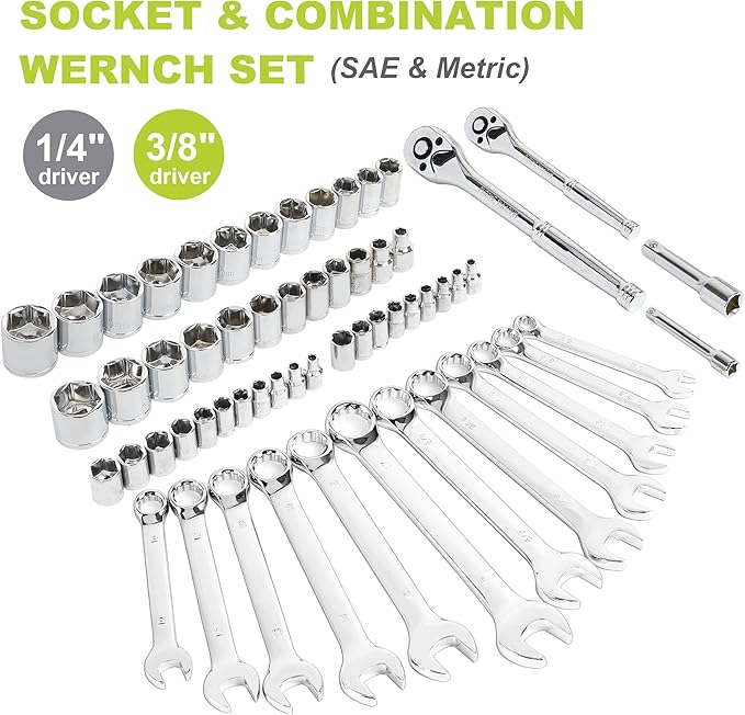 FASTPRO 225-Piece Household Tool Set, SAE & Metric Mechanics Hand Tool Set - Image 5