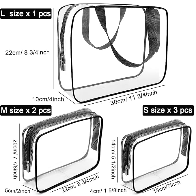 APREUTY Clear Makeup Bags, TSA Approved 6 Pcs Cosmetic Makeup Bags Set Clear PVC - Image 3