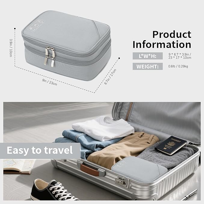 Lanola Travel Cable Organizer Bag, Electronic Accessories Case Portable Double - Image 2