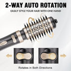 DAILYLIFE Rotating Hair Dryer Brush for Women, Spinning Blowout Brush, with 2 Brushes (1.5" & 2"), Ceramic Barrel, Negative Ion, Black and Gold