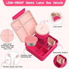 Kids Bento Lunch Box with 8oz Soup Thermo, Kids Leakproof Lunch Food Containers - Image 3