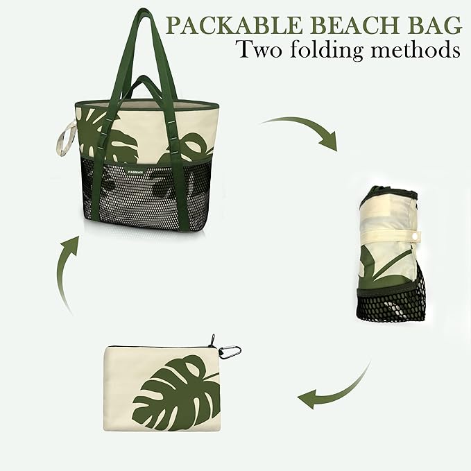 Beach Bag with Zipper - Image 4