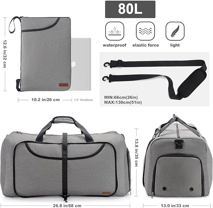 80L Duffle Bag for Travel, Large Foldable Waterproof Travel Duffel Bags - Image 2