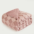 PU MEI Luxury Faux Fur Rabbit Fur Throw Blanket Pink 90"x80", Plush Reversible - Image 9