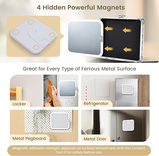 Makeup Case with Magnetic LED Mirror Travel Cosmetic Organizer Portable Makeup - Image 2