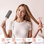 AIMIKE Round Brush for Blow out, Rose Luxe Extra-Long Round Hair Brush Ionic & Nano Thermal Ceramic Tech, for Blow Drying & Styling Volumizing Thick Long Hair, with 4 Clips (Barrel 1.7", Bristle 2.5")