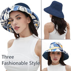 vidsel Womens Sun Hats Wide Brim Reversible Bucket Cotton Hat Packable Summer - Image 6
