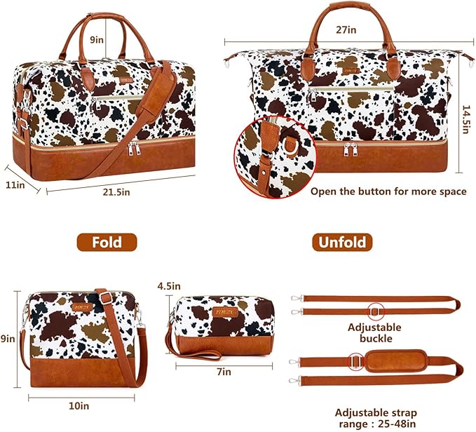 Weekender Bag for Women, Travel Duffel Bag Carry On Overnight Bag - Image 6