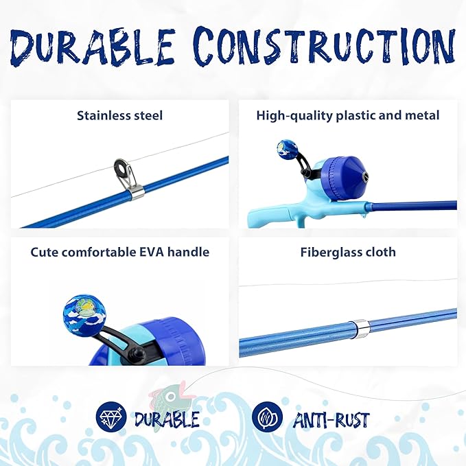 Kids Fishing Pole, Telescopic Fishing Rod, Toddler Collapsible Fishing Rod and - Image 4