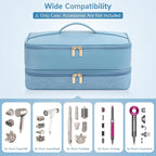 Travel Hair Dryer Case for Shark Flexstyle, Double-Layer Carrying Case for Shark Flex Style Blow Dryer, Portable Hair Tools Storage Organizer Bag for Shark Beauty Hairdryer Attchments (Misty Blue)