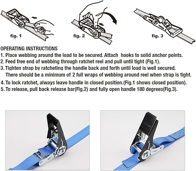 XSTRAP STANDARD Ratchet Tie Down Straps 8PK 1'' x 10 ft - 900 LB Break Strength - Image 3
