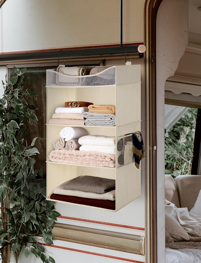 StorageWorks Hanging Closet Organizer, 3-Shelf Hanging Closet Shelves - Image 8