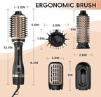 Hair Dryer Brush Set, Multifunctional Hot Air Brush for Salon Blowouts, Negative Ion Technology & Quick Drying, Shiny and Less Frizz, Black Orange