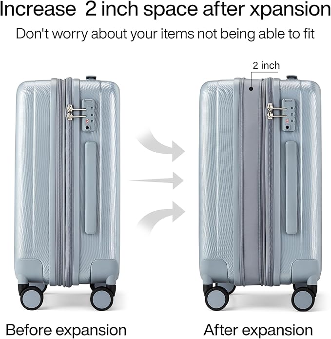 Hanke 20 Inch Expandable Carry on Luggage 22x14x9 Airline Approved Lightweight - Image 3