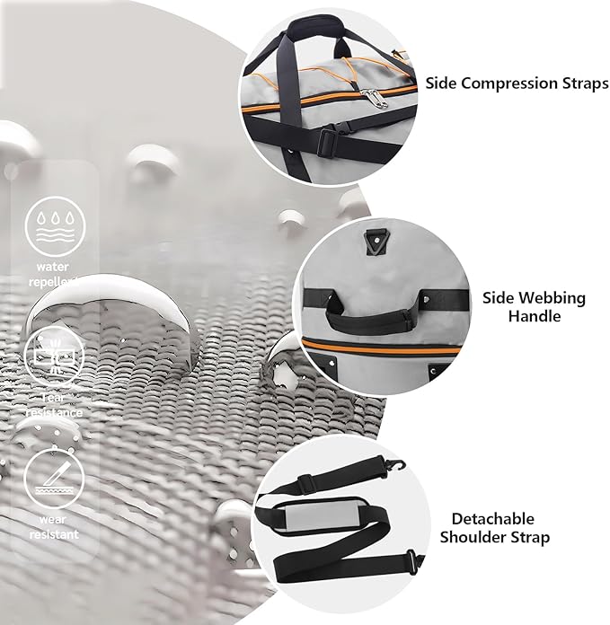 Rolling Duffle Bag with Wheels, 110L/140L Expandable Soft-Sided Foldable Duffle - Image 6