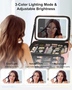 Relavel Makeup Bag with LED Mirror, 16.2 inches Large Professional Makeup Case - Image 4