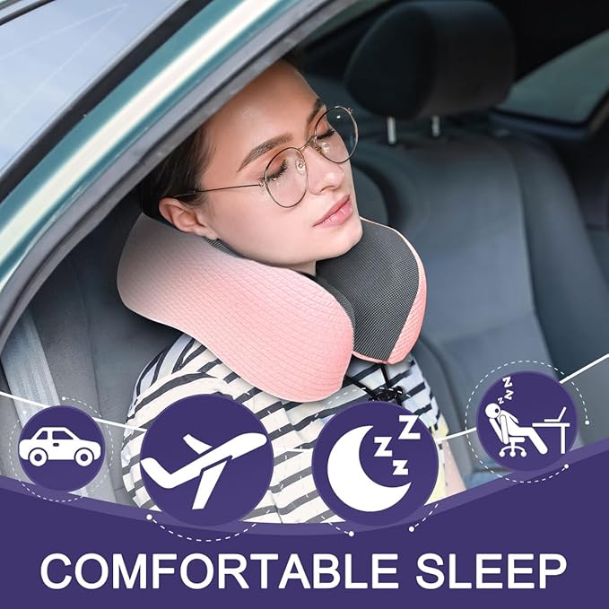 napfun Neck Pillow for Traveling, Upgraded Travel Neck Pillow for Airplane 100% - Image 2