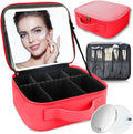 Makeup Bag with Led Mirror, Travel Makeup Organizer with 3 Color Setting & 10X by SUILU