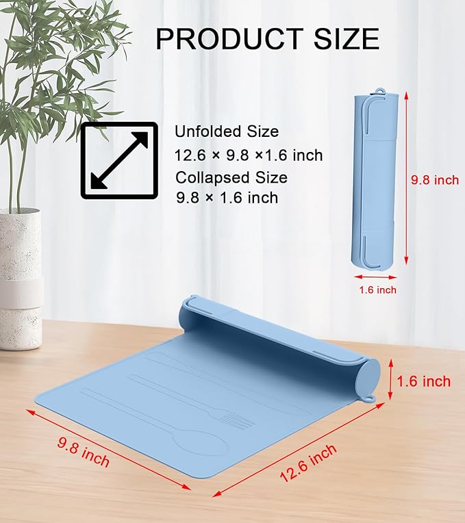 Utensil Box, Tableware Silicone Portable Box Silverware mat, Suitable - Image 4