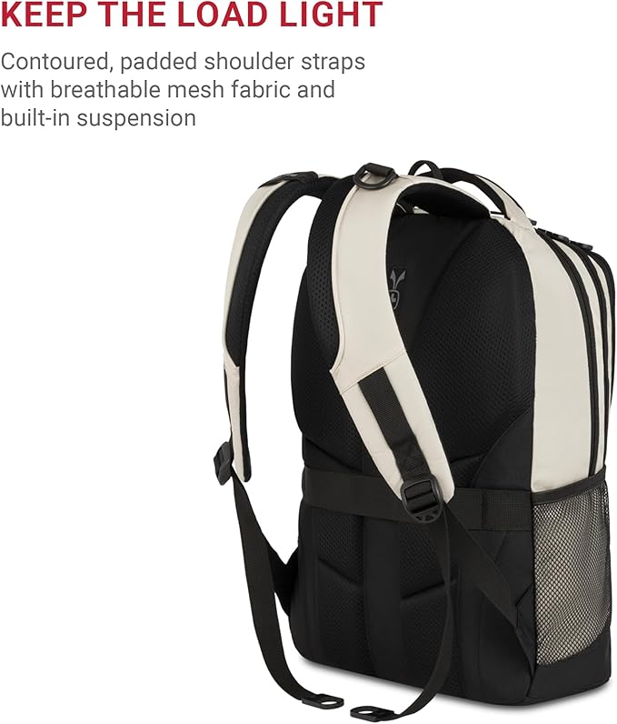 SwissGear Cecil 5505 Laptop Backpack, Cream/Black - Image 5