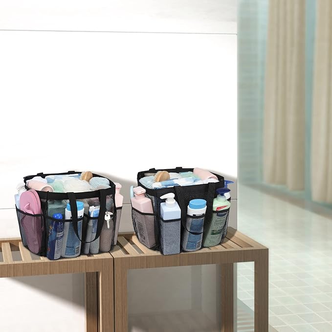 F-color Mesh Shower Caddy Portable, X Large 7 Deeper Pockets Shower Bag Basket - Image 8