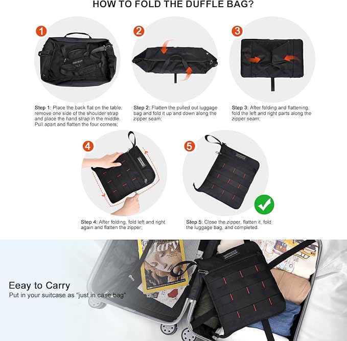 WITZMAN Foldable Duffle Bag for Travel 65L Lightweight Packable Duffel Bag - Image 2