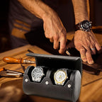 MR.OKAY 2 Watch Travel Case- Classic Leather Watch Case - Image 6