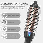 K&K 1 1/2 Inch Ceramic Tourmaline Ionic Heated Round Brush Curling Brush Creates Blowout Look -Creates Root Volume & Loose Curls Volume Curls Dual Voltage Hair Styling Tool (Black, 1.5 Inch)